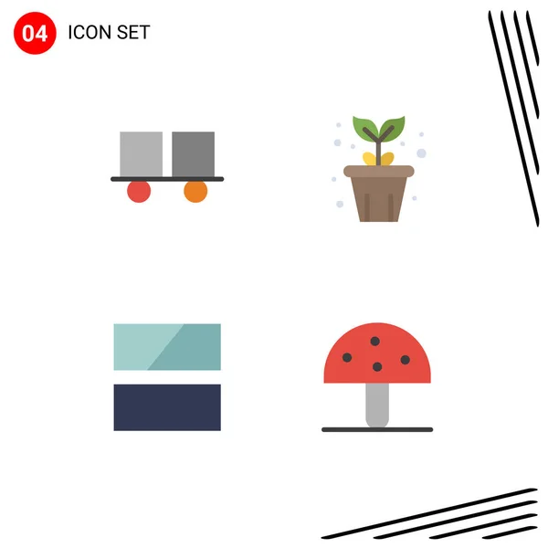 Set Vector Flat Icons Grid Caterpillar Vehicles Editing Forklift Truck — Archivo Imágenes Vectoriales