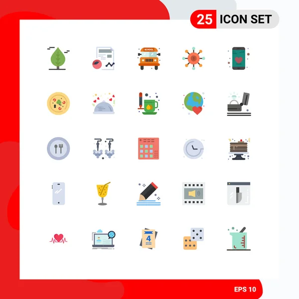 25个基本平面颜色的用户界面包 包括日期 货币可编辑向量设计元素 — 图库矢量图片