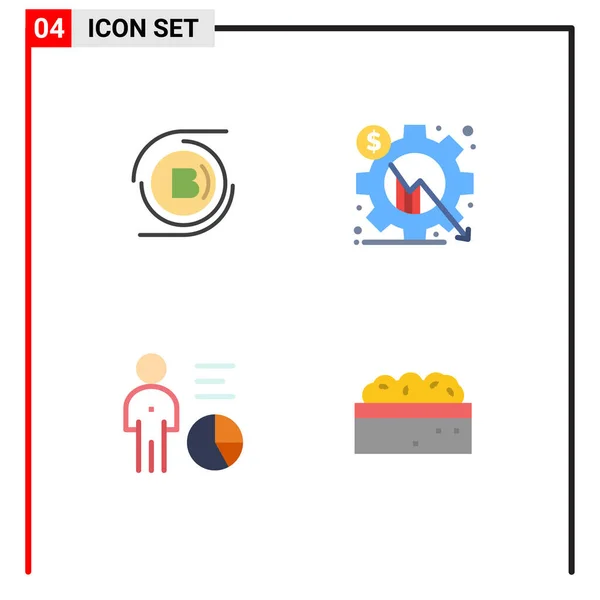 Set Commercial Flat Icons Pack Chart Decentralized Chart Efficiency Editable — Vector de stock