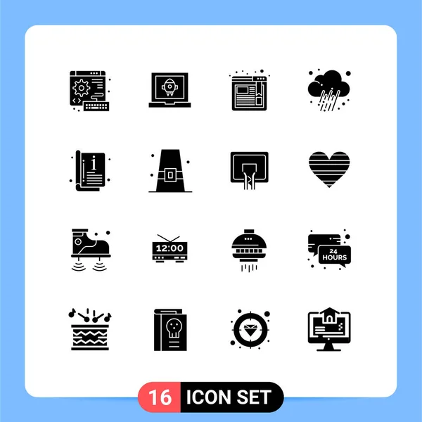 User Interface Pack Mit Basic Solid Glyphen Von Cover Katalog — Stockvektor