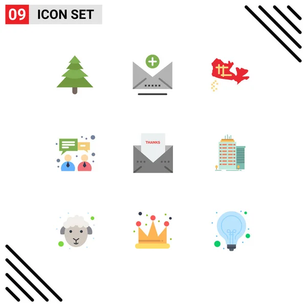 Creative Icons Modern Signs Sysymbols Building Thanks Location Message Envelope — Vector de stock