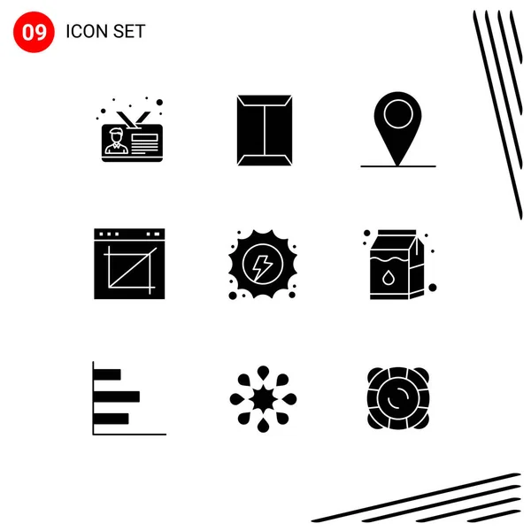 Pack Creative Solid Glyphs Website Image Crop Closet Crop Pin — Stock Vector