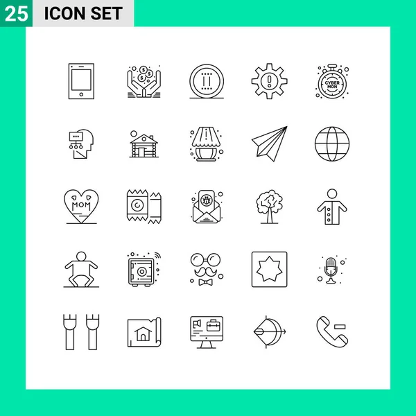 Pictogram サイバー リソース Hr編集可能なベクトルデザイン要素の25シンプルなラインのセット — ストックベクタ