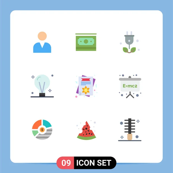 Universal Icon Symbols Group Modern Flat Colors Day Idea Tree — Stock Vector