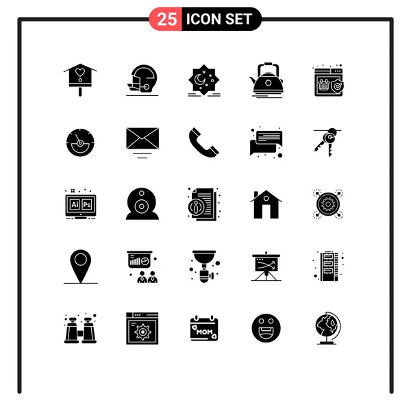 Creative Icons Modern Signs Sysymbols Pot Teapot Moon Kettle New — Vector de stock