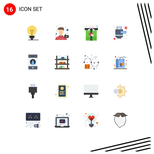 Set Dari Vector Flat Colors Grid Untuk Friend Hdmi Portrait - Stok Vektor