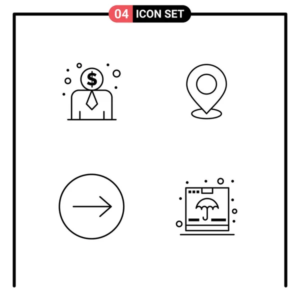 现代标志的用户界面行包和员工成本 可编辑向量设计元素的符号 — 图库矢量图片
