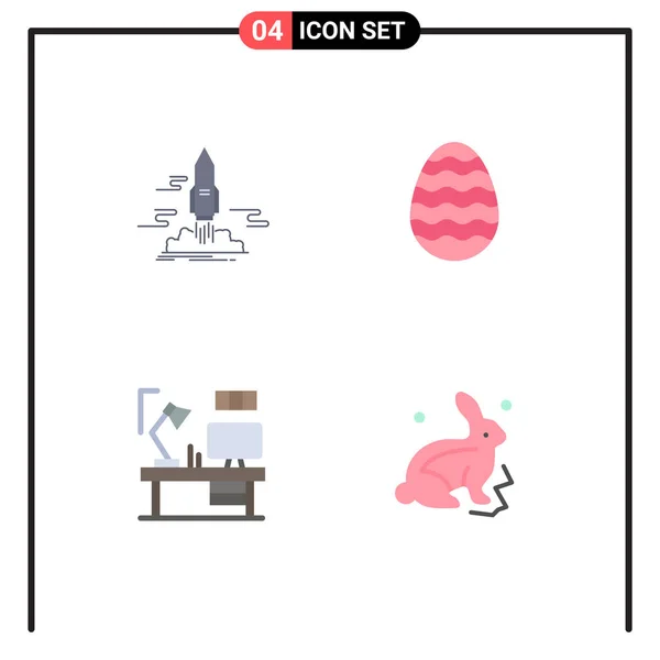Set Modern Icons Sysymbols Signs Launch Table Shuttle Easter Lamp — Archivo Imágenes Vectoriales