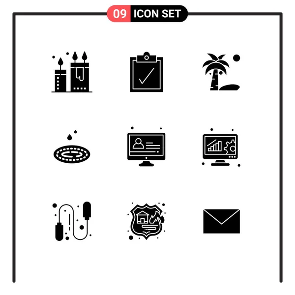 Mobile Interface Solid Gyph Set Pictograms Lesson Learning Coconut Spa — Vector de stock