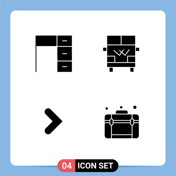 Ensemble Pictogrammes Simple Solide Glyphes Bureau Flèche Bureau Transport Transmission — Image vectorielle