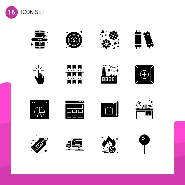 Iconos Creativos Signos Símbolos Modernos Mano Gesto Regalo Dedo Luz — Vector de stock