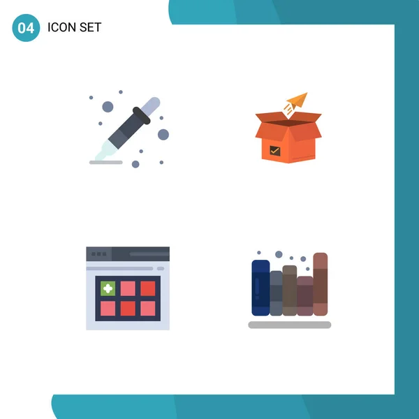 Set Vector Flat Icons Grid Color Picker Shipping Liquidator Package — Vector de stock