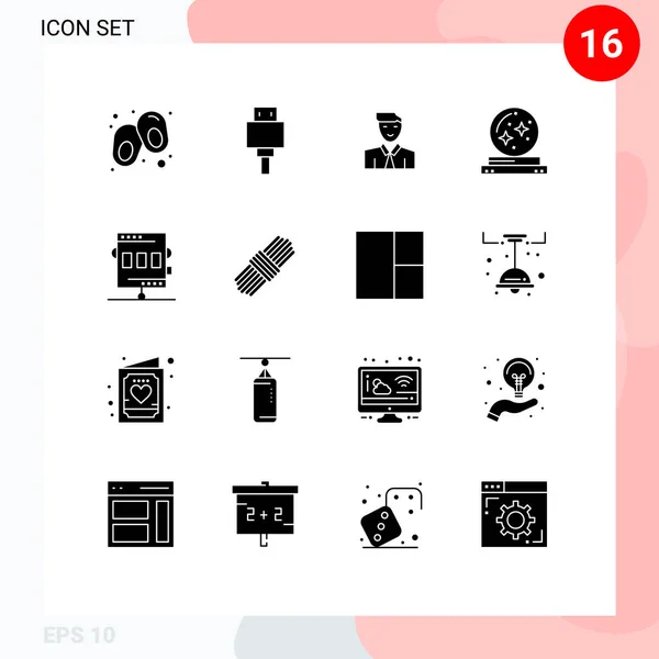 Mobile Interface Solid Gyph Set Pictograms Activities Magician User Magic — Archivo Imágenes Vectoriales