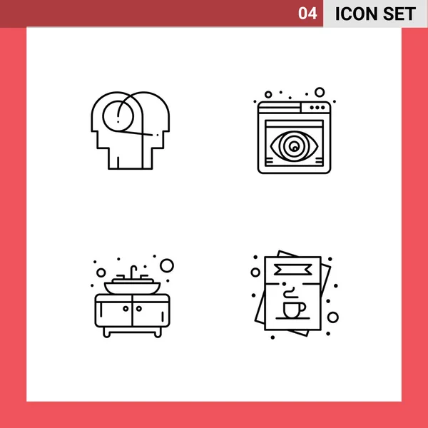 Mobile Interface Line Set Pictograms Better Furniture Human View Cafe — Stock Vector