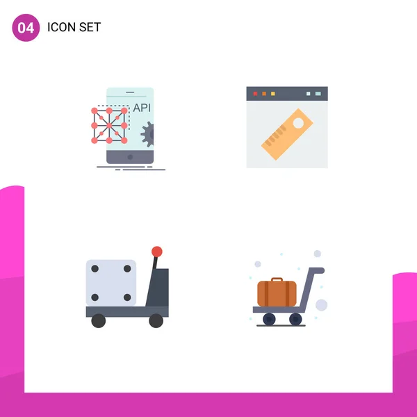 Pack Creative Flat Icons Api Website Development Page Logistic Editable — Vector de stock