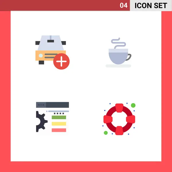 Group Modern Flat Icons Set Add Set Hot Help Vector — Stock Vector