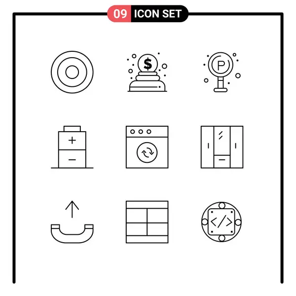 Set Vector Outlines Grid Closet Mac Life App Töltés Szerkeszthető — Stock Vector