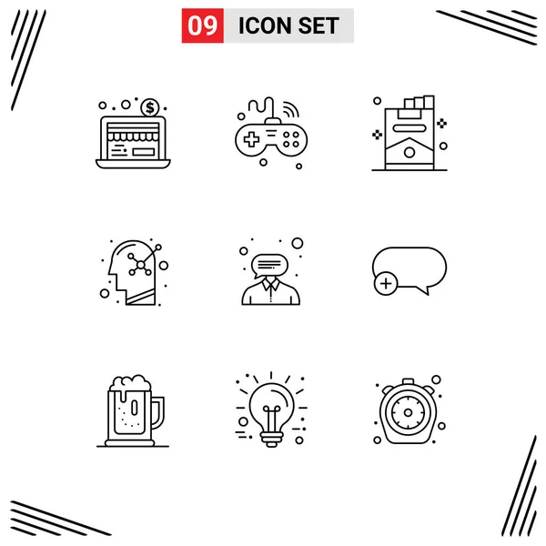 Set Modern Icons Symbols Signs Customer Human Mind Cigar Psychology — Stock Vector