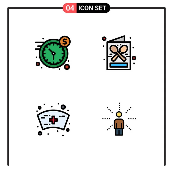 Set Modern Icons Symbols Signs Clock Cap Time Drink Nurse — Stock Vector