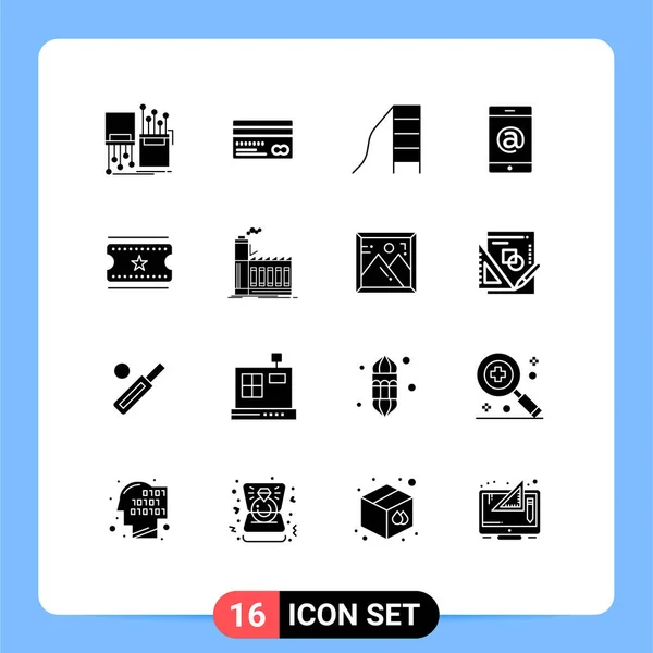 Universal Icon Symbols Group Modern Solid Glyphen Von Kinokarten Multimedia — Stockvektor