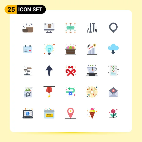 Interfejs Użytkownika Kolor Płaski Pakiet Nowoczesnych Znaków Symboli Marki Mapy — Wektor stockowy