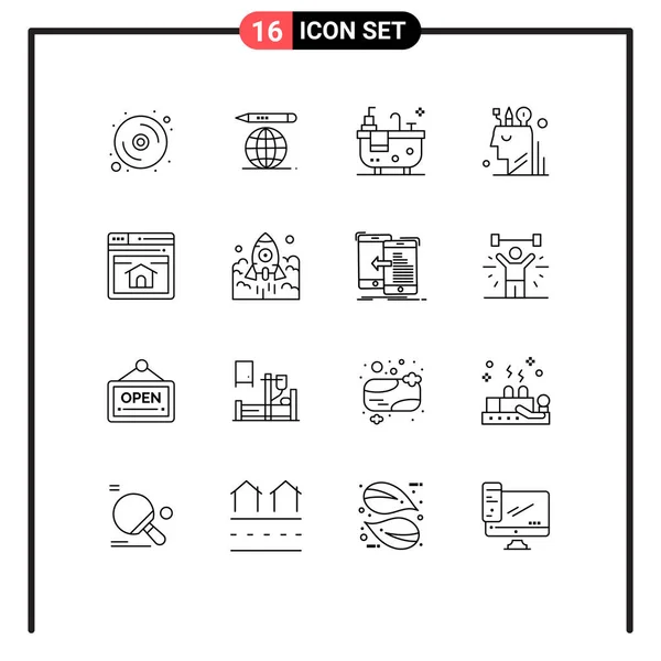 Felhasználói Felület Vázlat Csomag Modern Jelek Szimbólumok Honlap Seo Fürdő — Stock Vector