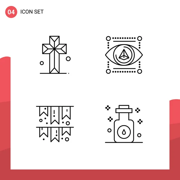 Set Modern Icons Sysymbols Signs Cathedral Decoration Parish Model Party — Vector de stock
