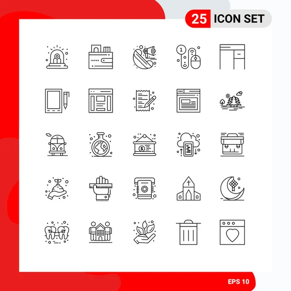 Set Modern Icons Sysymbols Signs Desk Pay Announcement Click Business — Vector de stock