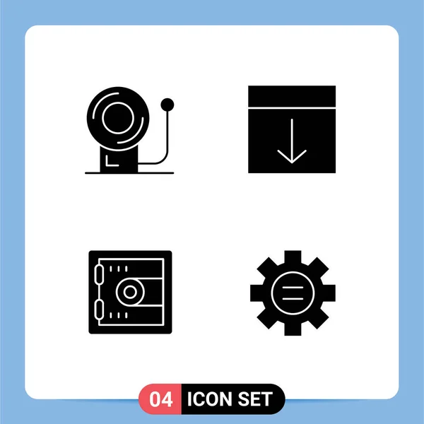 Set Modern Icons Sysymbols Signs Bell Lock Arrange Layout World — Vector de stock