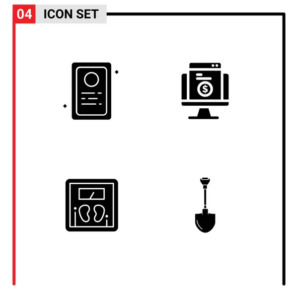 Ligne Vectorielle Modifiable Paquet Glyphes Solides Simples Affectation Échelle Paiement — Image vectorielle