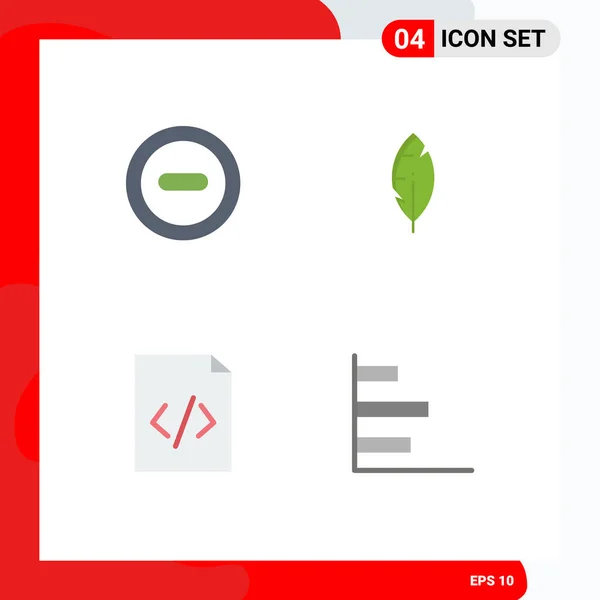 Pictogram Set Simple Flat Icons Media Finance Feather Code Horizontal — Stock Vector