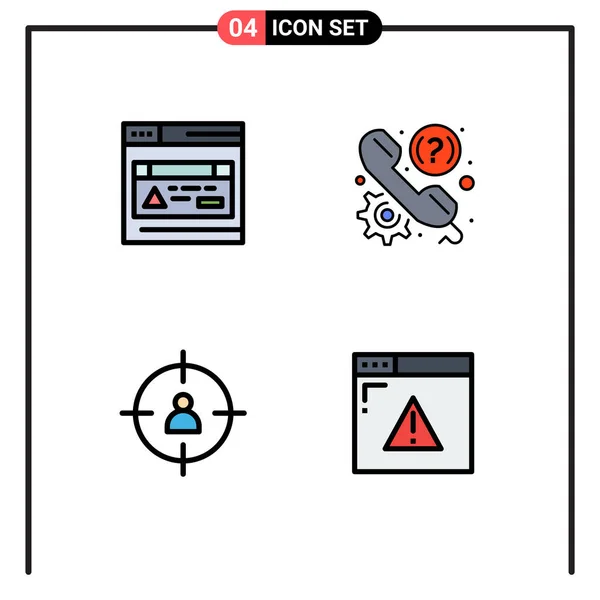 Filledline Flat Color Pack Uniwersalne Symbole Interfejsu Człowieka Klienta Telefon — Wektor stockowy