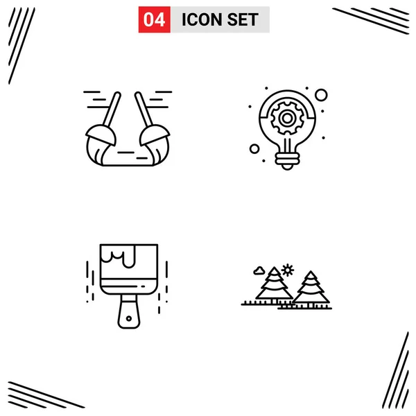 Stock Vector Icon Pack Mit Linienzeichen Und Symbolen Für Besen — Stockvektor