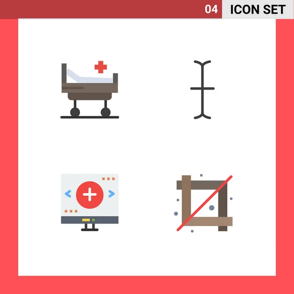 Modern Set Flat Icons Symbols Bed Search Cursor Find Crop — Stock Vector