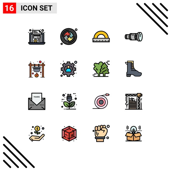 Creative Icons Modern Signs Symbols Bonfire Device Construction Camera Cam — Stock Vector