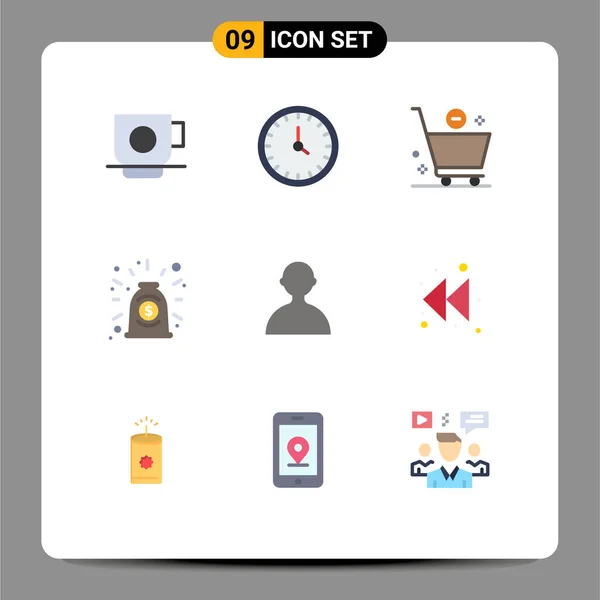 Mobile Interface Flat Color Set Pictograms Avatar Contract Time Collaboration — Stock Vector