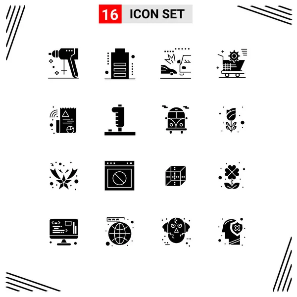 Set Modern Icons Symbols Signs Graph Store Car Online Shopping — Stock Vector