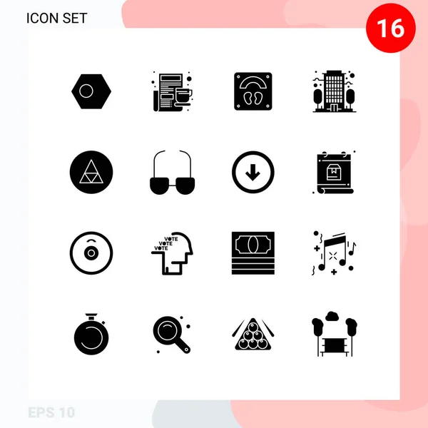 2014 Mobile Interface Solid Glyph Set Pictograms Rune Office Newspaper — 스톡 벡터