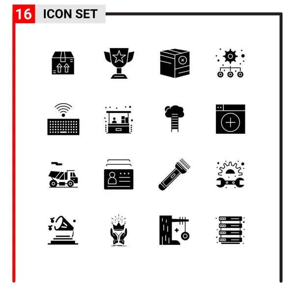 Set Icone Moderne Simboli Segni Tastiera Impostazioni Box Gestione Spedizione — Vettoriale Stock
