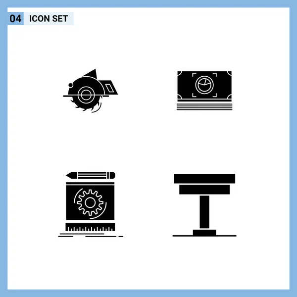 Set Modern Icons Symbols Signs Saw Draft Construction Bundle Process — Stock Vector