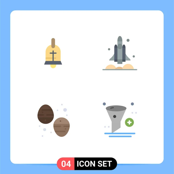 Modern Set Flat Icons Symbols Ball Chocolate Egg Holiday Spaceship — Stock Vector
