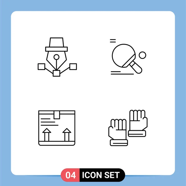 一套四个现代Ui图标符号 分别用于钢笔 盒子编辑向量设计元素 — 图库矢量图片