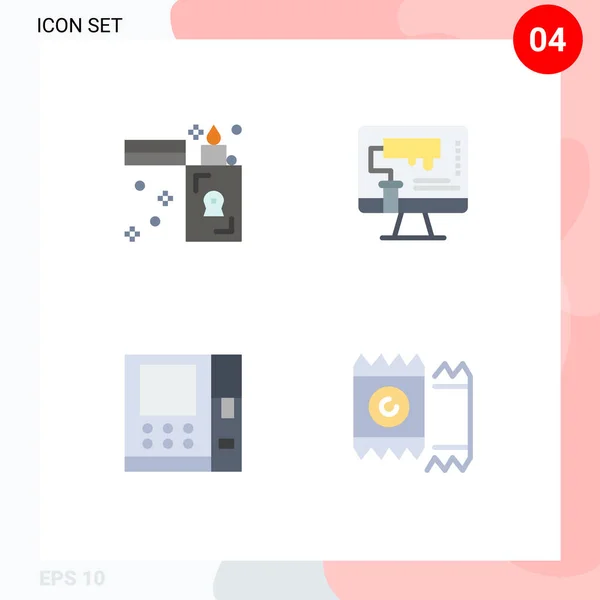 User Interface Pack Basic Flat Icons Fire Atm Zippo Paint — Archivo Imágenes Vectoriales