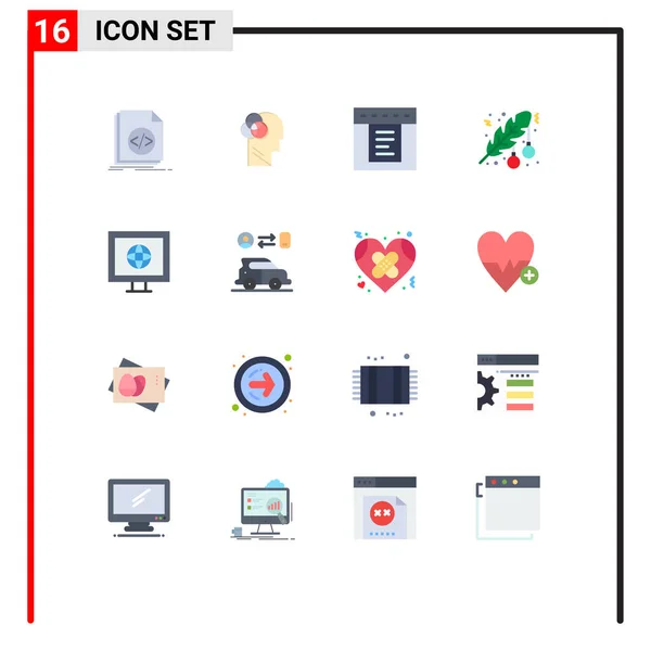 16现代标志的用户界面平面彩色套件和互联网符号 可编辑的创意向量设计元素包 — 图库矢量图片