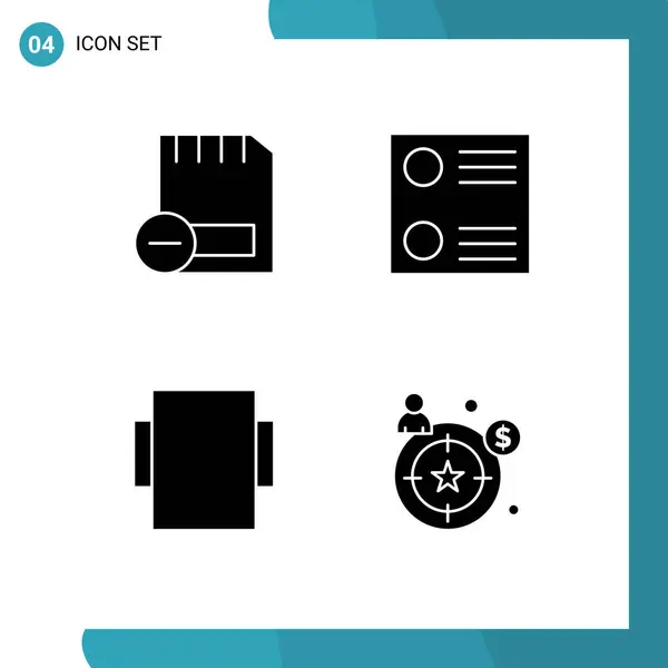 Pack Creative Solid Glyphs Card Buyer Persona Hardware Radio Button — Stock Vector