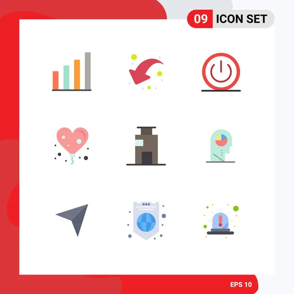 Interface Usuário Flat Color Pack Modern Signs Symbols Building Love — Vetor de Stock