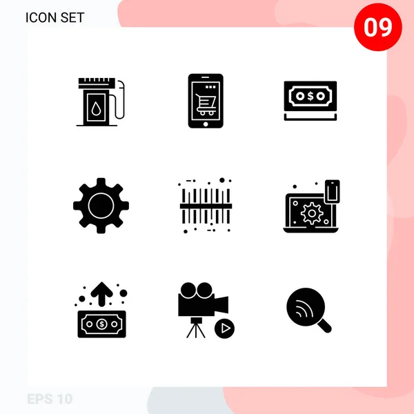 Creative Icons Modern Signs Sysymbols Setting Cog Basket Basic Currency — Archivo Imágenes Vectoriales