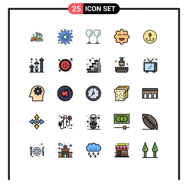 Set Van Moderne Pictogrammen Symbolen Voor Vissen Emoji Gereedschap Koekjes — Stockvector
