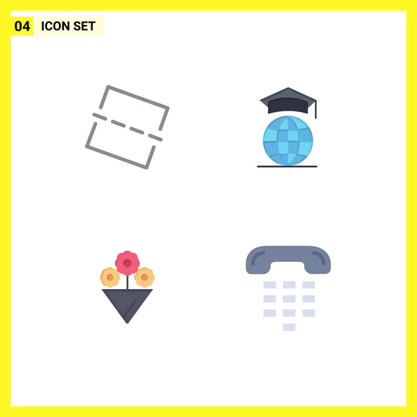Pack Creative Flat Icons Image Call Globe Graduation Contact Editable — Stock Vector