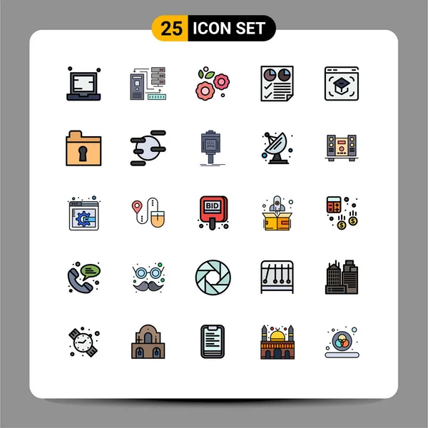 Universal Icon Symbols Group Modern Filled Line Flat Colors Report - Stok Vektor